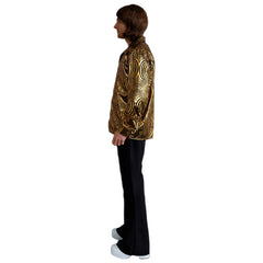 Gold Disco Dude Shirt black and gold retro print front view