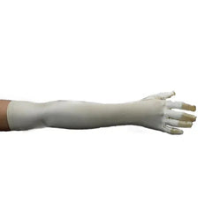 Gold elbow-length satin gloves for costumes
