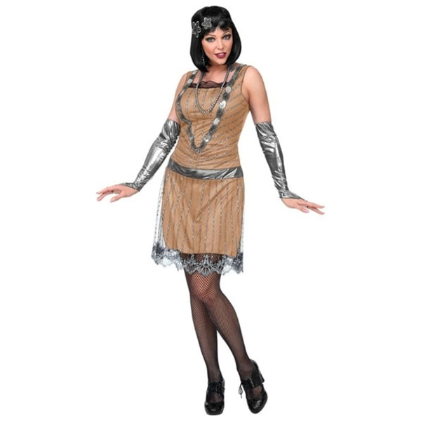 Gold Flapper Dress with Silver Accents – 1920s Costume – Cracker Jack ...