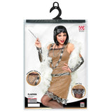 Gold flapper dress with silver accents packaging