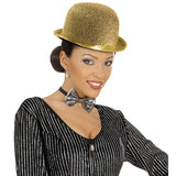 Adult gold bowler hat with sparkle finish for fancy dress