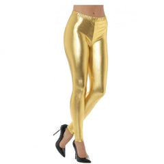 Gold metallic disco leggings for 80s costumes