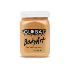 Gold metallic face and body paint by Global – non-toxic water-based paint for costumes, cosplay, sports, and festivals