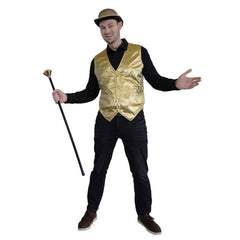Gold sequin vest for adults with button front and satin back