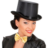 gold sequin bow tie worn with ringmaster costume