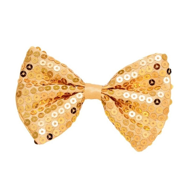 Gold sequin bow tie costume accessory for Gatsby and disco themes
