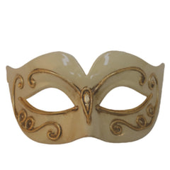 Cream and gold masquerade mask with swirl design