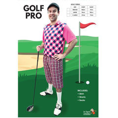 Pink Golf Pro Costume with checked pants and socks – Dr Toms