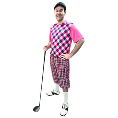 Pink Golf Pro Costume with checked pants and socks – Dr Toms