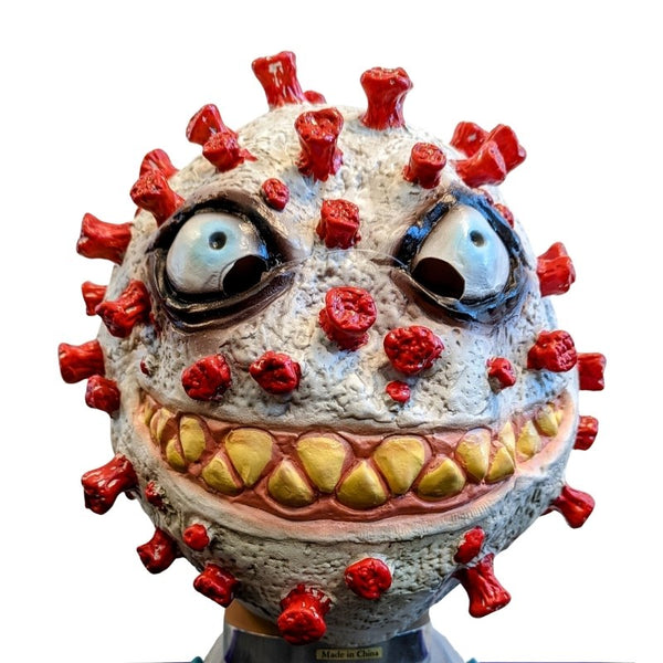 Gone Viral scary latex monster mask with bulging eyes, gruesome teeth and red details