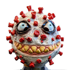 Gone Viral scary latex monster mask with bulging eyes, gruesome teeth and red details