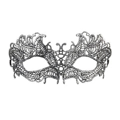 Black gothic lace masquerade eye mask with ribbon ties
