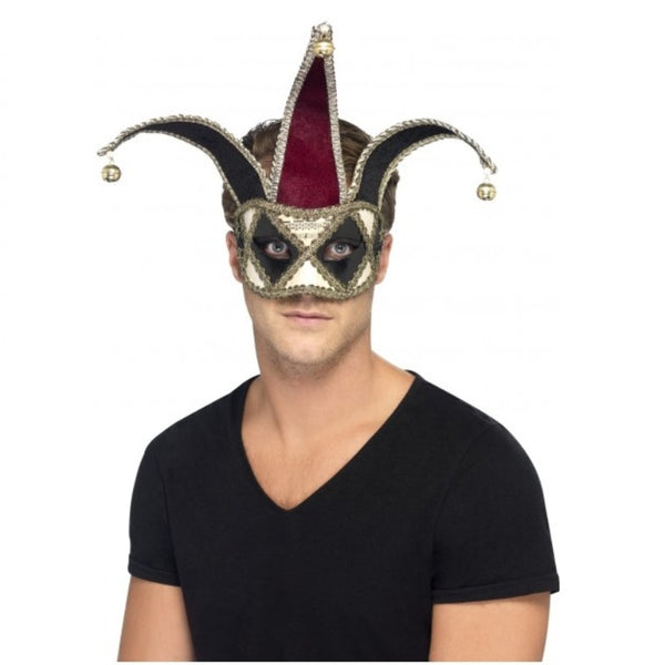 Gothic venetian harlequin mask with bells