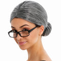 Grandma Wig with Bun – Grey