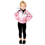 Grease pink lady girls costume, with logos, leggings and scarf