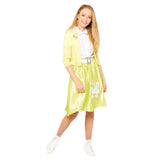 Grease Sandy Summer Nights Women's Costume, dress with yellow full skirt with poodle and yellow cardigan.