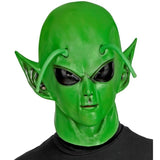 Green Alien Full Head Latex Mask with Black Eyes – Front View