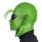 Green Alien Full Head Mask with Pointed Ears – Side View