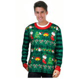 green christmas sweater costume top lightweight printed festive outfit
