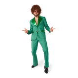 Green suit with sequin collar and lapel