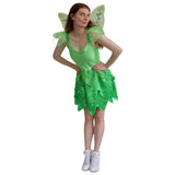 Green Fairy Costume with dress and wings front view
