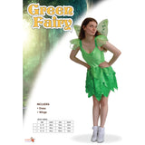 Green Fairy Costume with dress and matching wings packaging