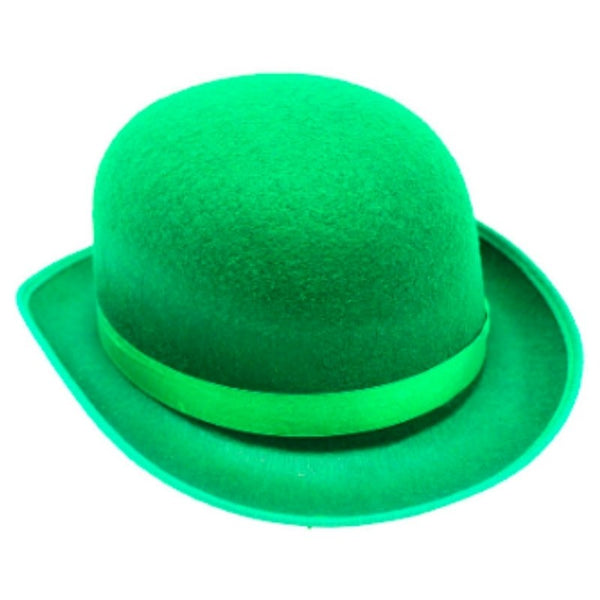 Green felt bowler hat adult costume accessory