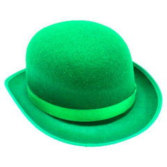 Green felt bowler hat adult costume accessory