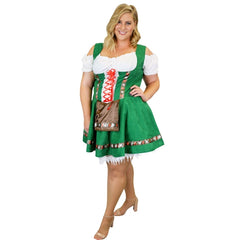 Gretel Girl green women's Oktoberfest dirndl costume with apron
