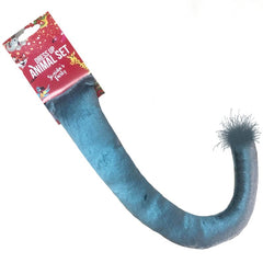 Grey curled animal tail with fluffy tip and elastic loop – 46cm