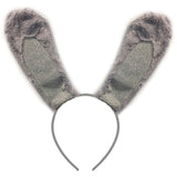Grey fluffy bunny rabbit ears headband with silver glitter detail