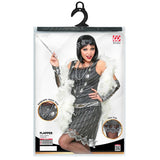 Packaging for grey and silver flapper dress set