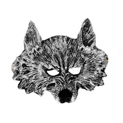 Grey Wolf Half Mask with fur-like texture and snout detail, perfect for Halloween, Red Riding Hood, werewolf costumes, theatre, cosplay, and themed parties.