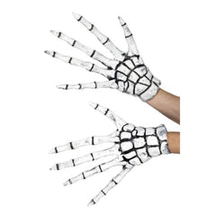 Grim Reaper skeleton gloves with long bone-detailed fingers for Halloween costumes