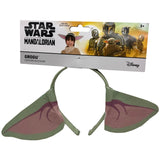 Front view of grogu ears on headband with pakaging
