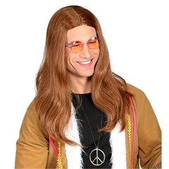 brown 60s hippie wig long hair costume