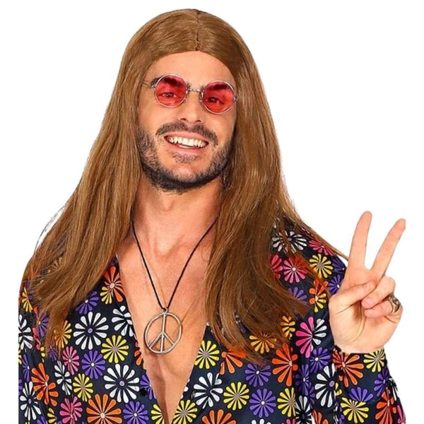 brown 60s hippie wig long hair costume