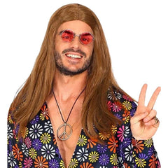 brown 60s hippie wig long hair costume