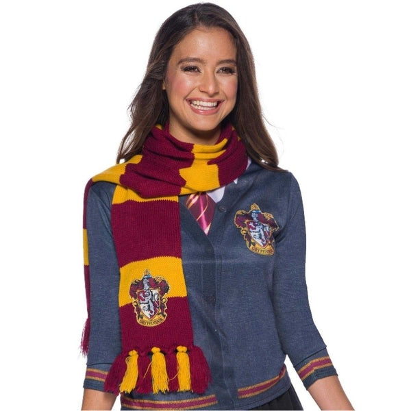 Gryffindor deluxe scarf from Harry Potter, in maroon and yellow stripes with emblem.