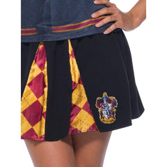 gryffindor skirt adult teen size, black with two pleats with print and emblem.