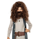 Close up of Hagrid Costume Harry Potter kids tunic, wig and beard