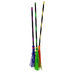 Halloween Brooms - Asst Colours in green, orange and purple.