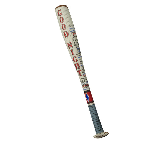 Inflatable Harley Quinn bat with “Good Night” text, inspired by Birds of Prey