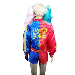 Harley Quinn Suicide Squad costume with satin jacket, shorts, wig, and accessories – hire in Brisbane

