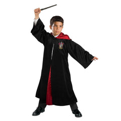 Harry Potter Deluxe Robe by Rubies - Child 6+ Years, long robe, red satin lined hood, emblem on chest.