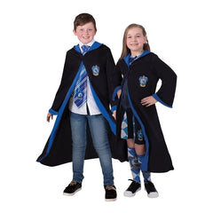 Harry Potter Ravenclaw deluxe kids robe with blue hood lining and house crest for Book Week