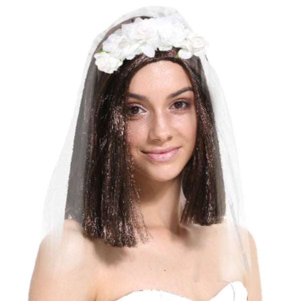 Hens veil with flower accents – ideal for hens nights, parties, or Halloween costumes