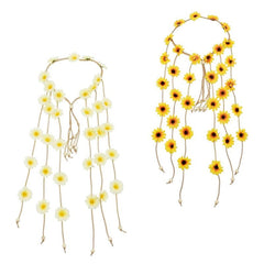 Hippie Halo - White & Yellow Daisy, headband and trails of daisies.