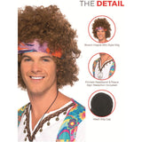 Brown afro and accessories in detail