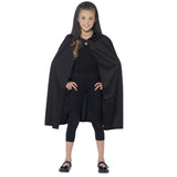 Black hooded cape for a child.